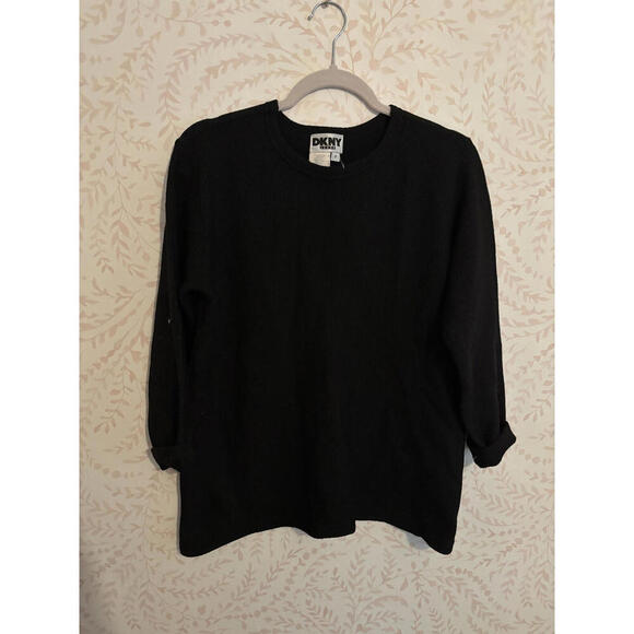 Sweaters - Vintage DKNY Jeans Black 100% Wool Sweater Size P
